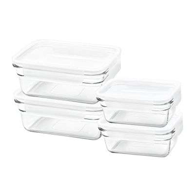 Glasslock 強化玻璃微波烤箱兩用大視窗保鮮盒4入組-長方(買1組送1組共8入)