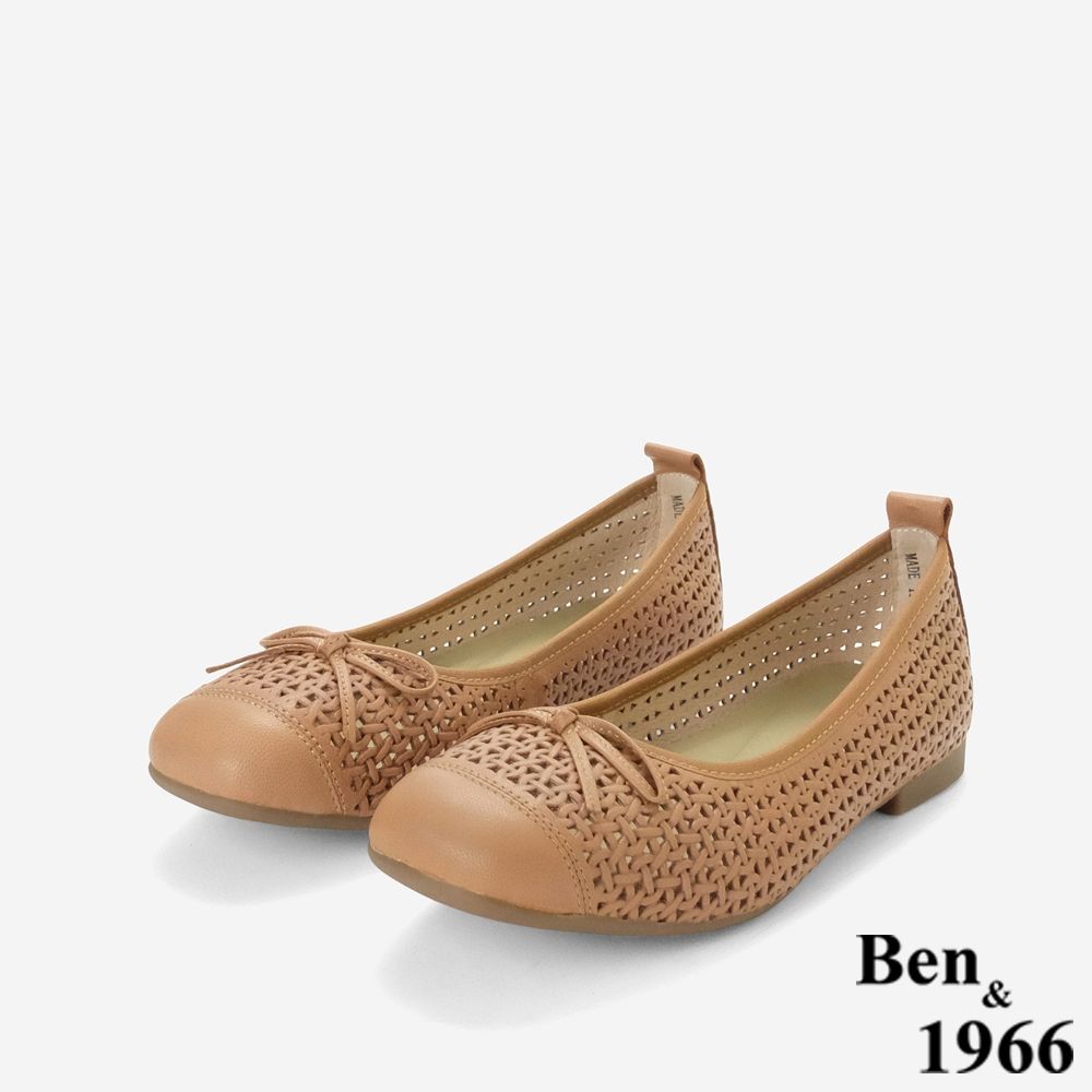 Ben&1966高級頭層打蠟羊皮經典沖孔舒適包鞋-太妃糖棕(258171)