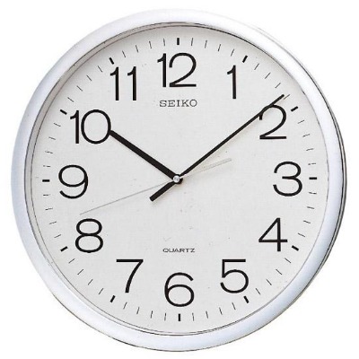 SEIKO 精工 銀框 標準型 辦公室掛鐘(QXA020S)-白/36.1cm