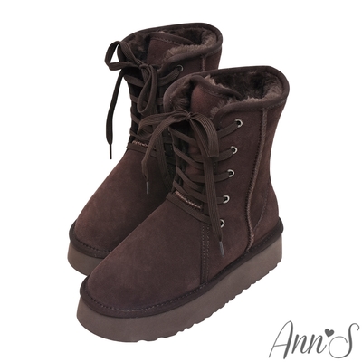  Ann’S溫暖甜美升級版!防潑水鍍膜真皮澎毛2way綁帶厚底雪靴(多款選)