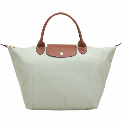 LONGCHAMP Le pliage 原創系列 短提把摺疊水餃包(M/石灰色)
