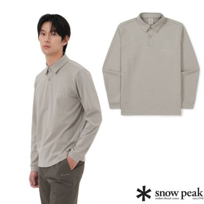 【Snow Peak SK】男 韓版 長袖Polo衫.吸濕排汗衫.上衣 SKS25FMFPS10 WG 暖灰