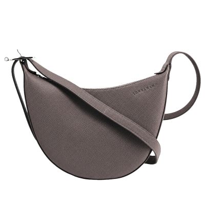 LONGCHAMP LE FOULONNÉ系列牛皮簡約圓弧斜背包(小/駝灰)