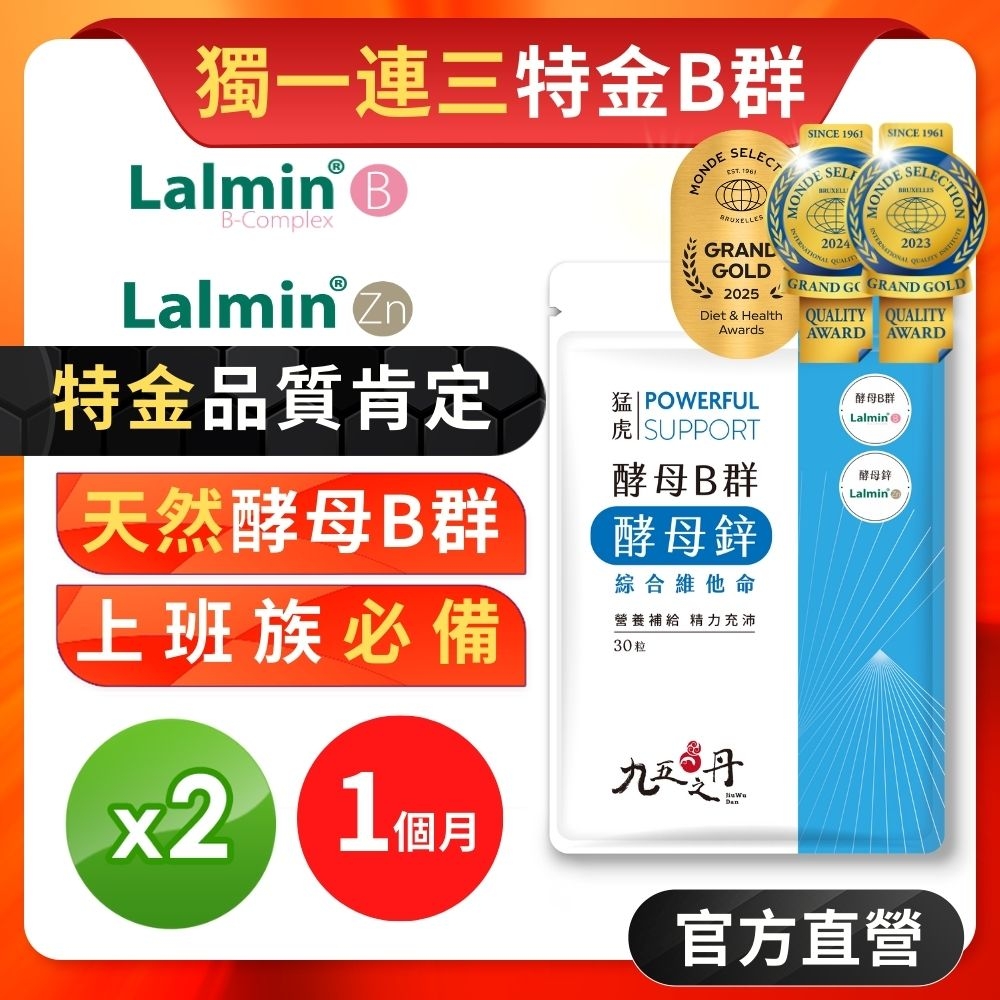 【九五之丹】酵母B群+酵母鋅、微膠囊鐵 2入組共60粒(超稀有世界品質特金B群)