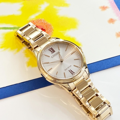CITIZEN 星辰 Eco-Drive 光動能簡約女錶 聖誕節 禮物(EM0418-81X)/34mm