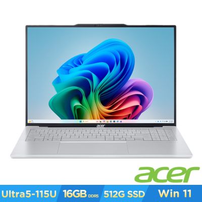 Acer宏碁 SFA16-61M Acer 宏碁 SFA16-61M 是一款16吋IPS螢幕的高效能筆電,搭載AMD Ryzen 5 340處理器與24GB DDR5記憶體,提供強大的運算效能。內建AMD Radeon 840M顯示卡,支援WUXGA解析度(1920x1200),並配備2TB固態硬碟,確保快速存取與高效能表現。筆電支援Wi-Fi 7與藍芽5.4,內建2M FHD網路攝影機,並提供雙Thunderbolt 4 USB Type-C埠與多種其他連線埠,如USB Type-A、HDMI 2.1及microSD讀卡機。輕巧設計僅0.99Kg,適合移動使用。附贈變壓器與電源線,並享有兩年保固與NCC認證。