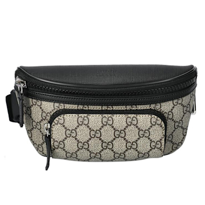 【GUCCI 古馳】779877 經典LOGO帆布胸腰包(黑色)