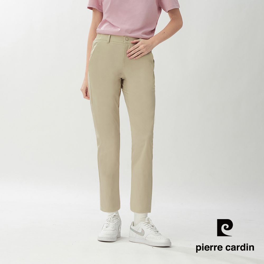 pierre cardin 皮爾卡登 網路獨家 男女款 透氣速乾休閒長褲(多色任選) (女款-淺卡其色)