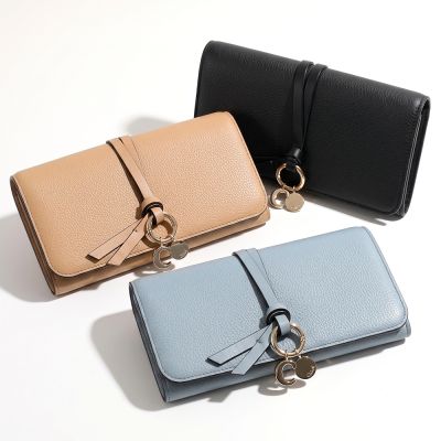 CHLOE 蔻依 Alphabet C字荔紋牛皮內襯羊皮釦式長夾-多色