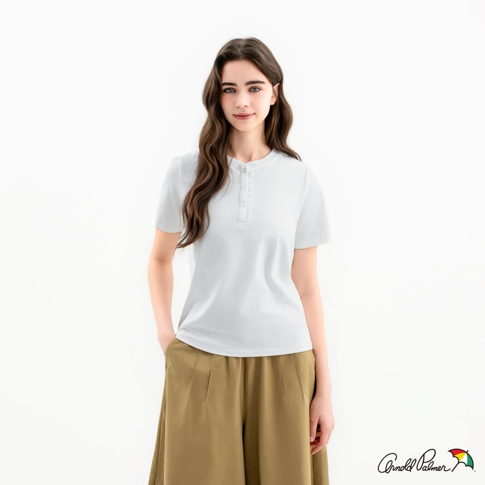 Arnold Palmer 女裝-亨利領短袖T-Shirt-白色