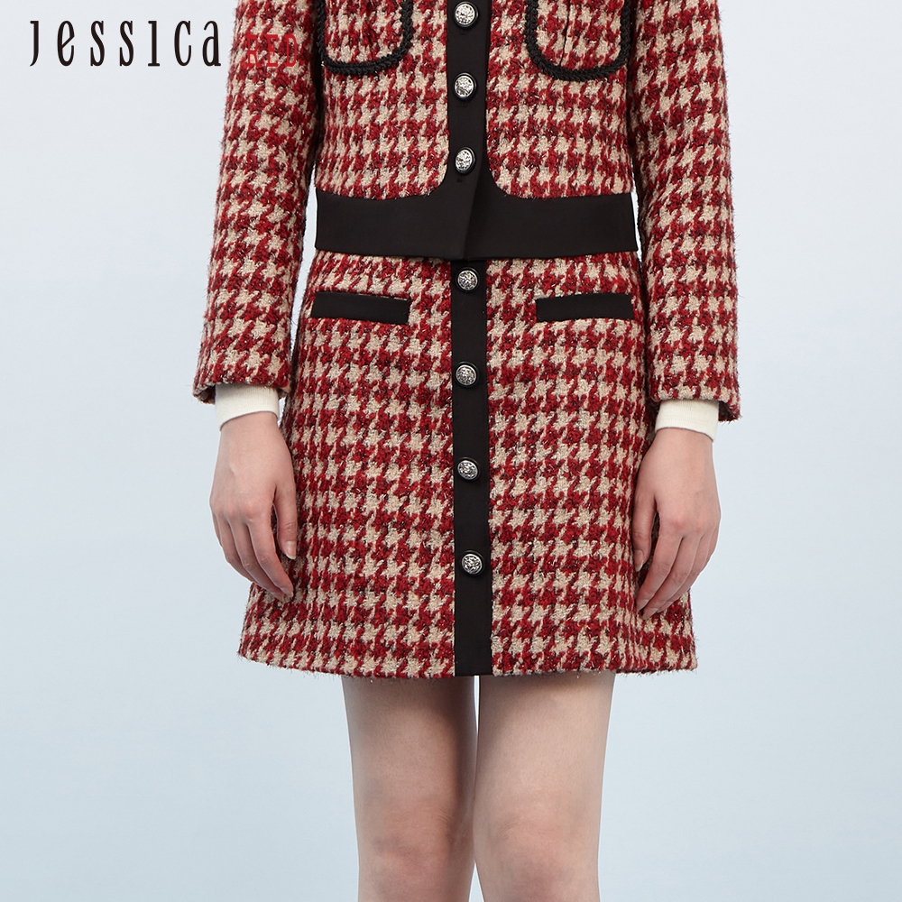 JESSICA RED - 甜美百搭千鳥格紋小香風短裙832Z11