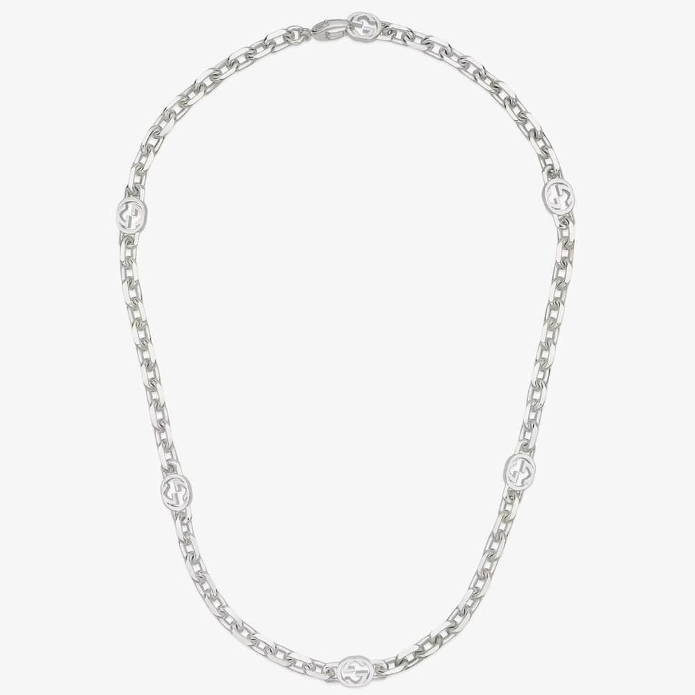 GUCCI 古馳 INTERLOCKING G銀項鍊 925銀