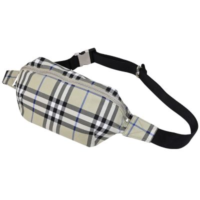 BURBERRY 格紋造型腰包/胸口包(灰綠)