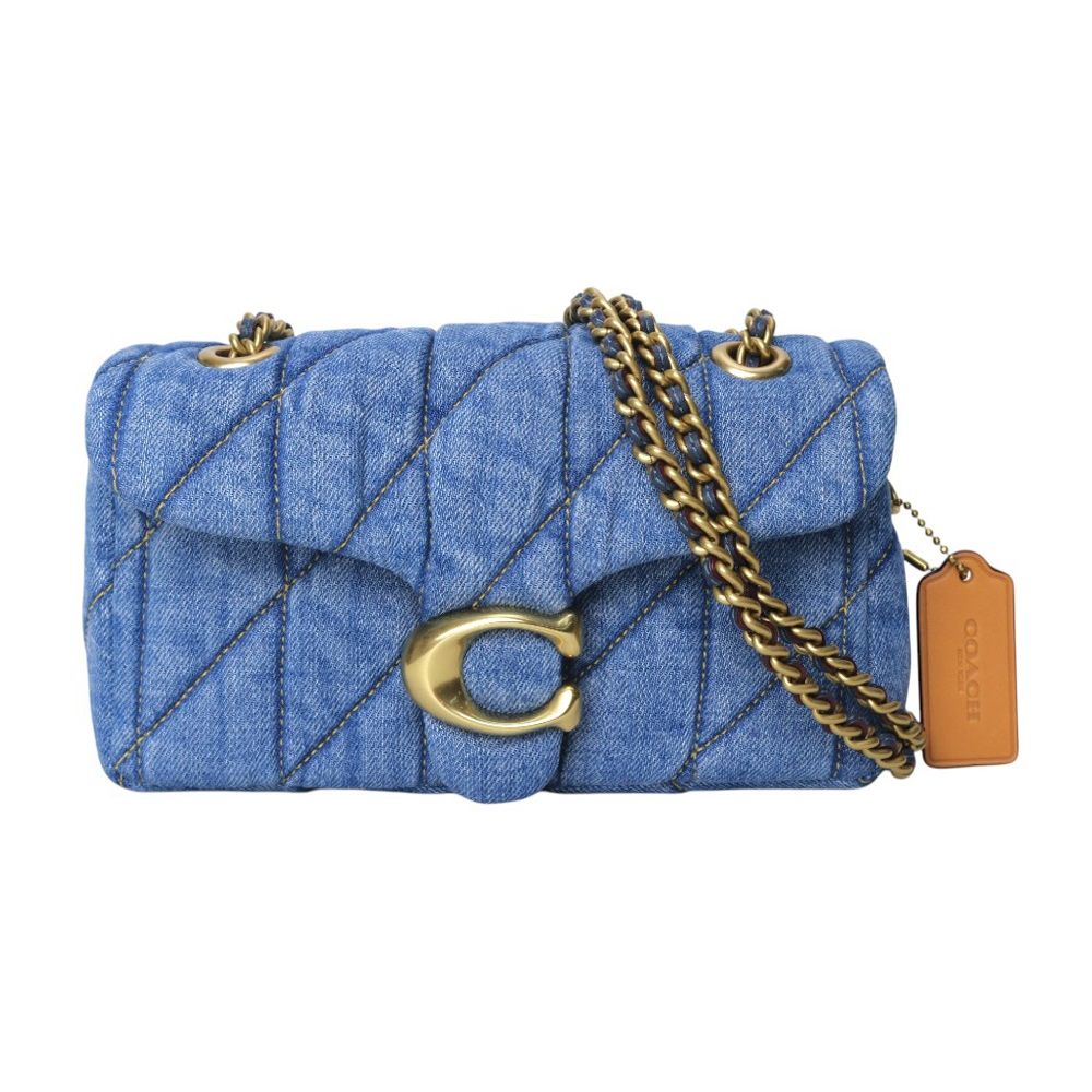 COACH-TABBY 20 金屬大C牛仔布鍊帶肩斜包(單寧藍)小