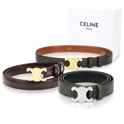 CELINE 賽琳 Triomphe 凱旋門小牛皮 老花帆布腰帶-多款可選