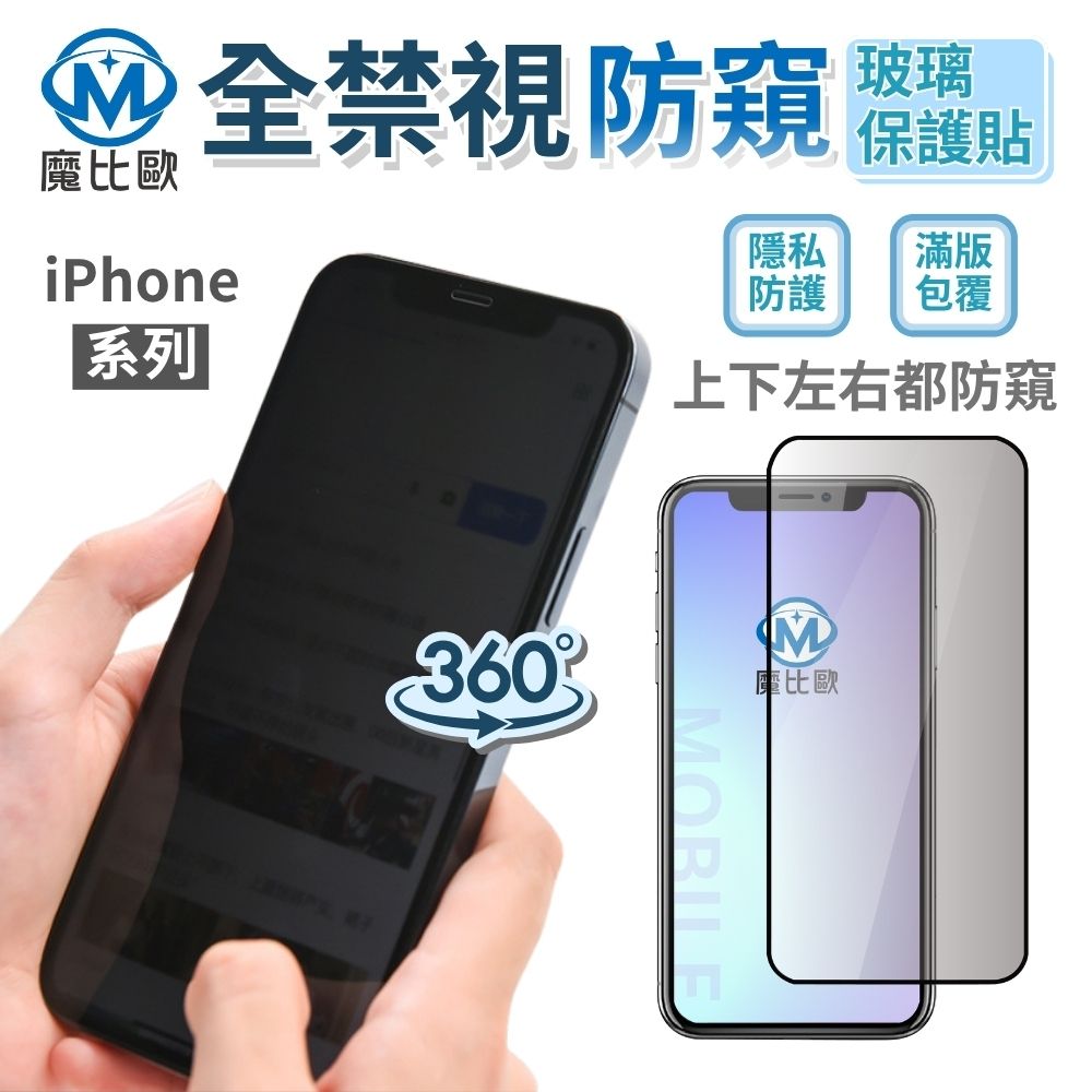 魔比歐 iphone 全禁視 360° 防窺保護貼 玻璃螢幕保護貼