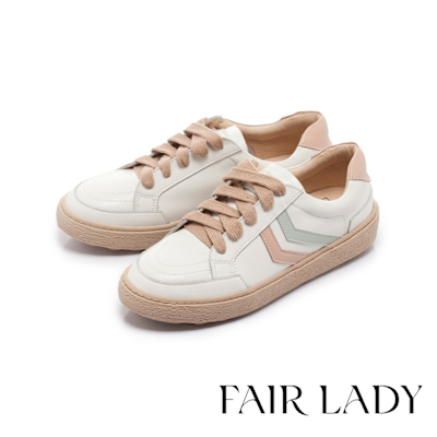 FAIR LADY 軟實力 馬卡龍色系免綁帶焦糖厚底休閒鞋 粉甜 (502389)