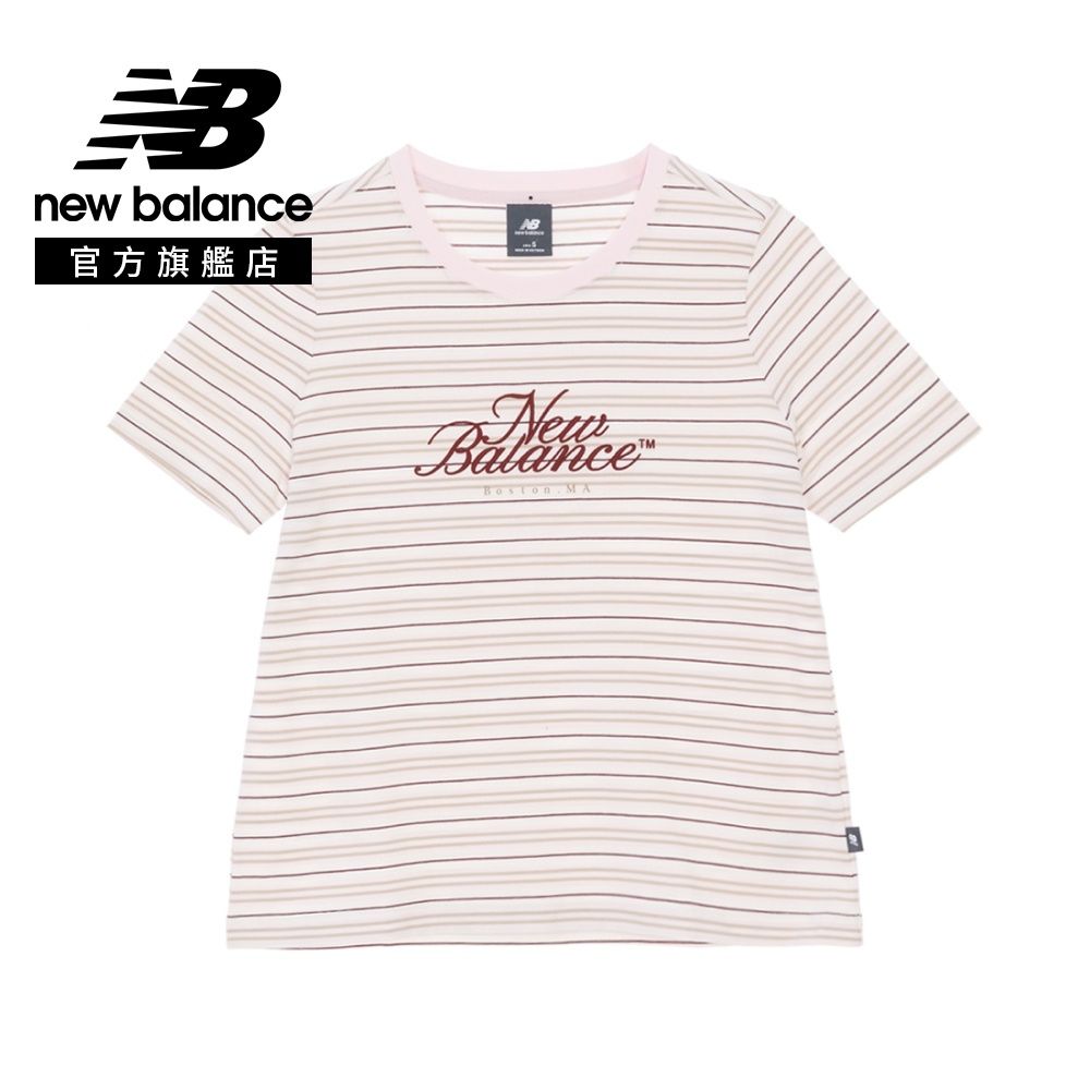 【New Balance】細條紋短袖上衣_女性_燕麥條紋_WT61R8WDSHY