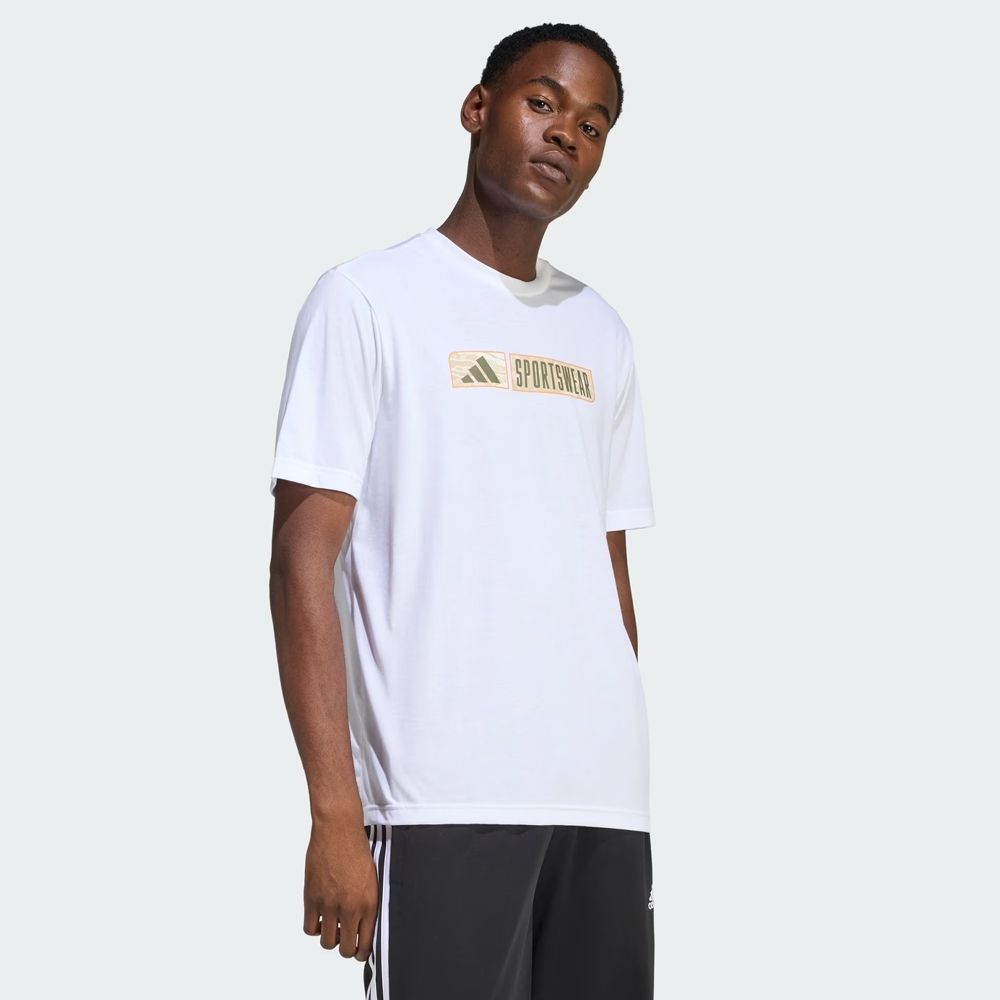 ADIDAS 男款 短袖上衣  黑/白  M CAMO LIN CL T 運動T恤  JZ749 (1白色系)
