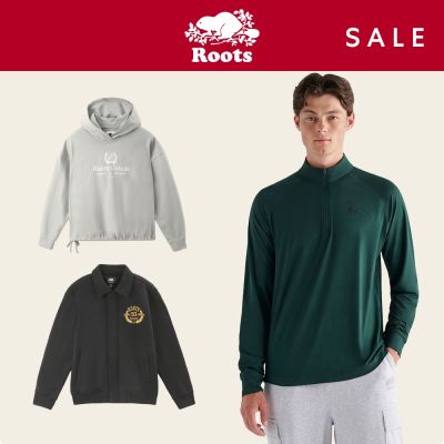 男女裝 精選Roots海狸圖案logo長袖上衣或外套-多款選