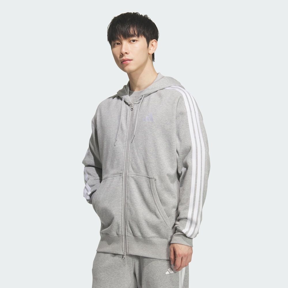 ADIDAS 男 連帽外套 運動外套 黑/墨黑/灰 ES+ 3S FT FZ HD  KF370 (9灰色系)