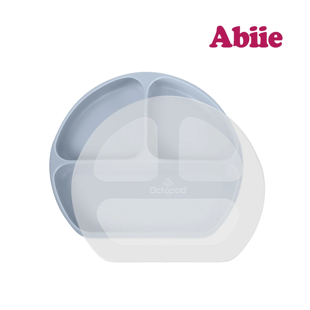 Abiie 蛙式三餐-吸盤式附蓋矽膠餐盤(多色可選)