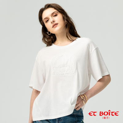 ET BOîTE 箱子 BLUE WAY – LIZ大頭鋼印落肩短TEE(白)