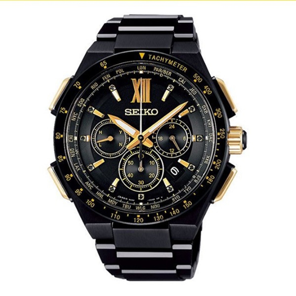 SEIKO 精工BRIGHTZ 限量電波三眼計時石英腕錶-男錶(SAGA212J)42mm
