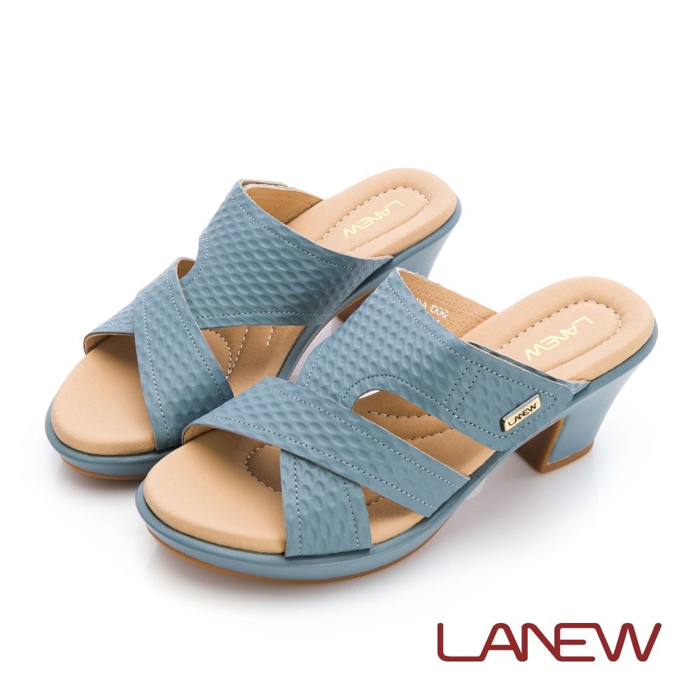 LA NEW 低跟壓紋淑女拖鞋(女232083670) (藍)