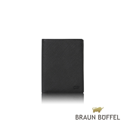 【BRAUN BUFFEL 德國小金牛】臺灣總代理 洛菲諾P-II 12卡直立中夾-黑色/BF347-359-BK