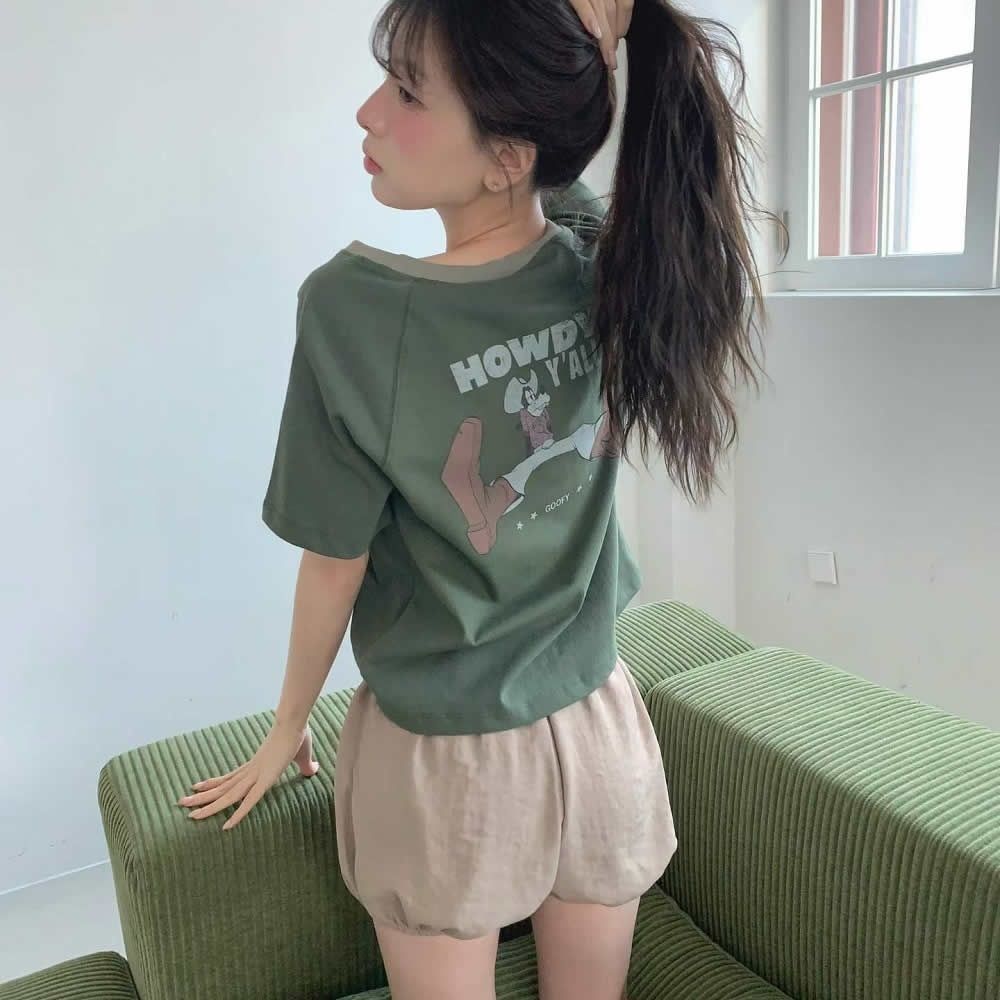 正韓女上衣 高飛聯名短袖T恤FOM1145-創翊韓都