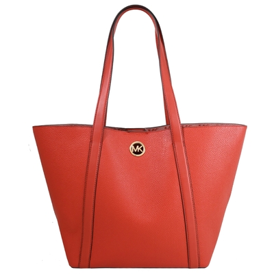 MICHAEL KORS HADLEIGH 經典MK LOGO大容量皮革肩背托特包(亮紅)