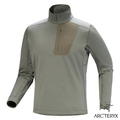 【ARCTERYX 始祖鳥】男 Rho LT Zip Neck 吸濕排汗立領半開襟長袖休閒運動上衣 X000009425 糧草綠/龍紋綠
