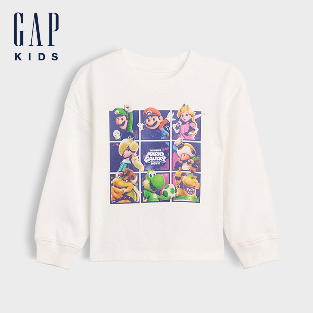【GAP】Gap × Super Mario超級瑪利歐嬰兒及幼兒圖案T恤-米白(915949) (米白)
