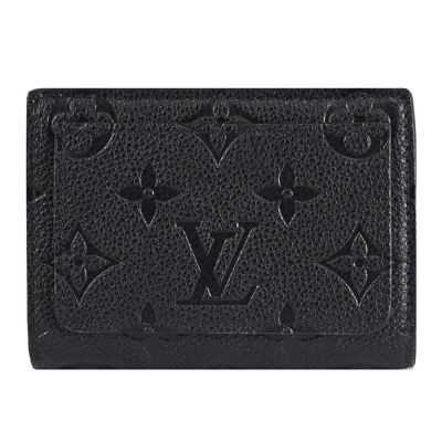 LOUIS VUITTON路易威登 LV M80151 Cléa Monogram Empreinte 經典牛皮扣式零錢短夾(黑)