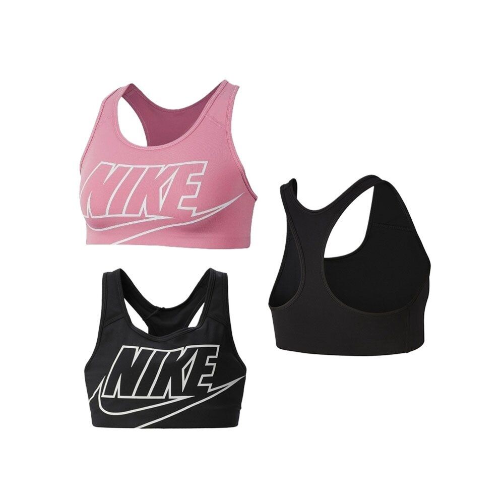 W Nike Swoosh Futura Bra 運動內衣 黑/桃紅 BV3644 (黑色)