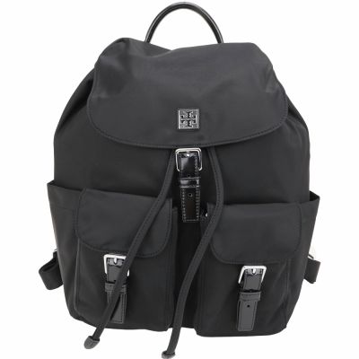 TORY BURCH VIRGINIA 再生尼龍多口袋尼龍後背包(黑色)
