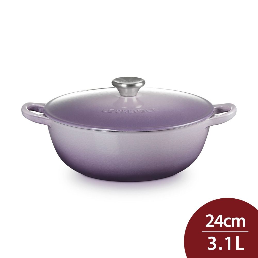 Le Creuset 媽咪鑄鐵鍋 24cm 3.1L 藍鈴紫 鋼頭 法國製 媽咪鍋 炒鍋 湯鍋 燉鍋 (電磁爐 IH爐可用)