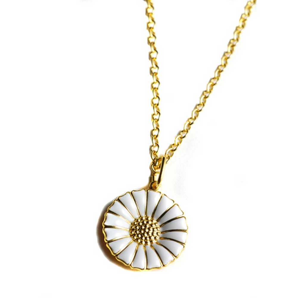 Georg Jensen Daisy 純銀鍍金白琺瑯雛菊項鍊-18mm 項鍊| Yahoo購物中心