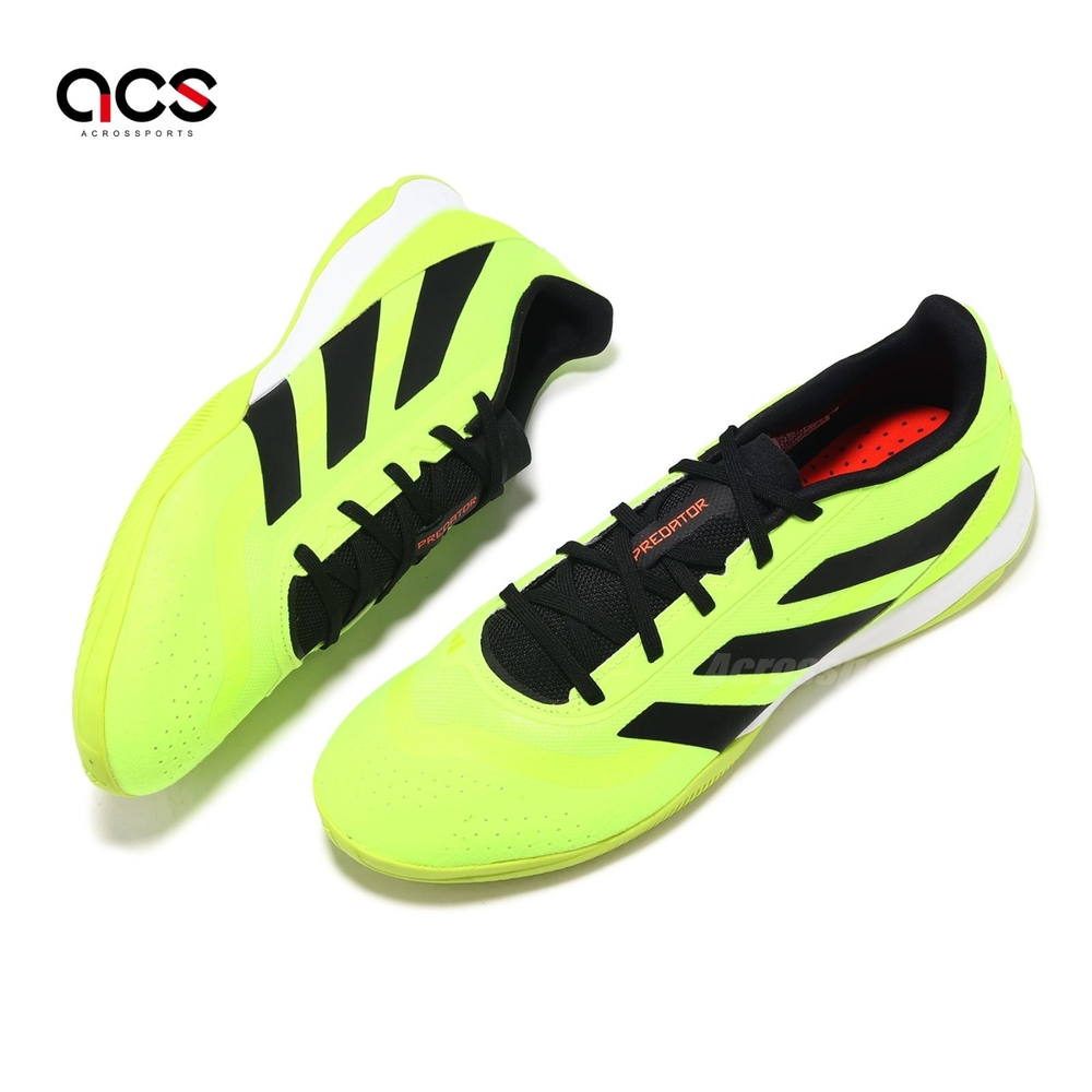 adidas 室內足球鞋Predator League In 螢光黃黑男鞋絨面運動鞋抓地愛迪