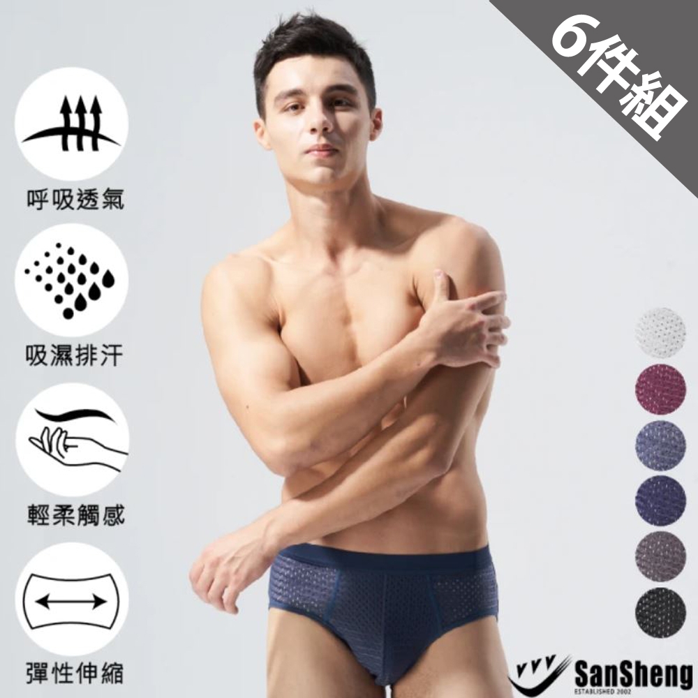 SanSheng三勝 專利天然植蠶彈力透氣三角褲-6件組(M-XXL) (M)