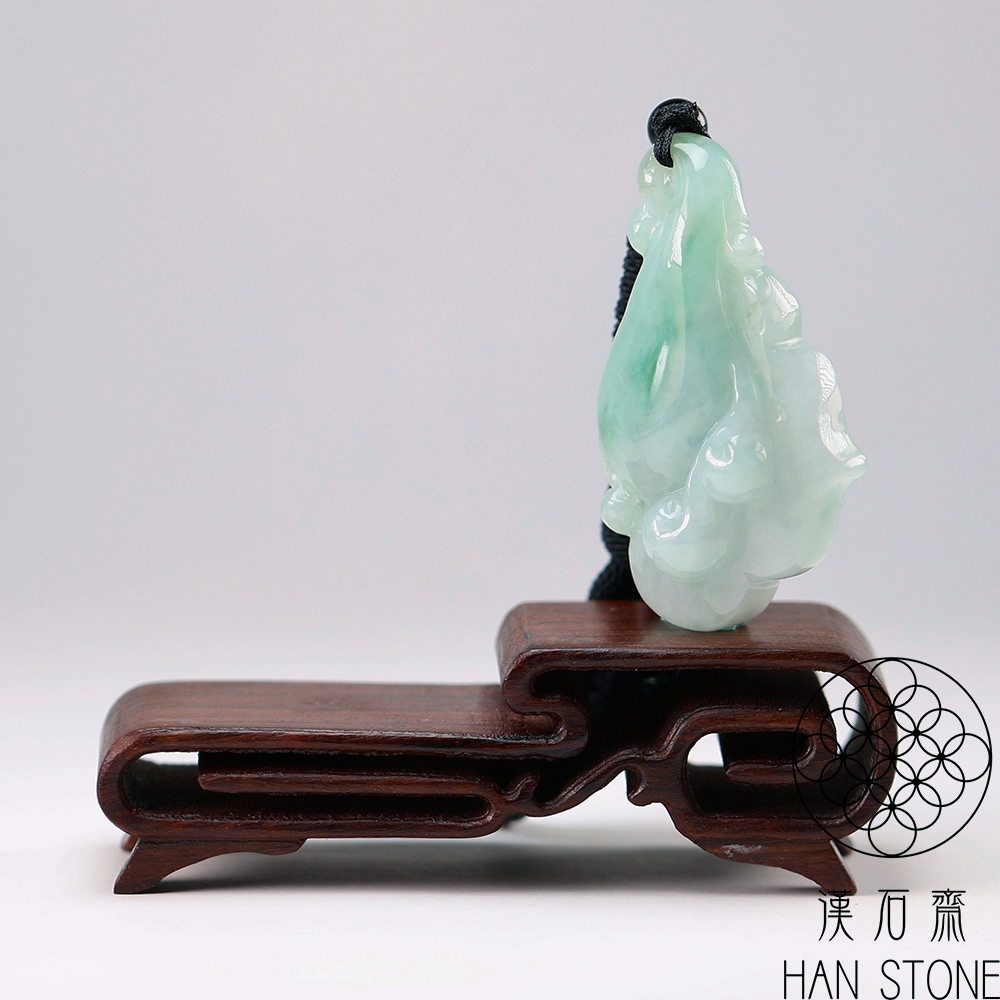 漢石齋】天然翡翠A貨如意玉佩吊墜細糯種飄花(29*51*13mm) | Yahoo購物中心