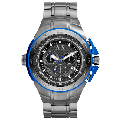A│X Armani Exchange 動感速度全球限量鈦合金腕錶-鋼帶-藍銀-AX7005-48mm