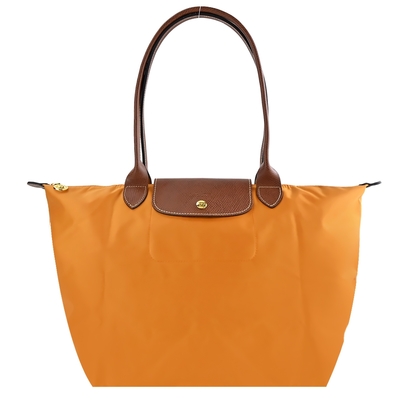 LONGCHAMP LE PLIAGE系列長把再生尼龍摺疊水餃包(大/番紅花)