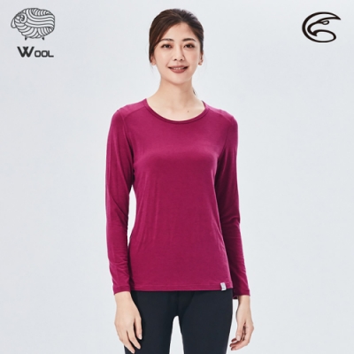 ADISI 女美麗諾混紡羊毛圓領彈性保暖衣AU2521003 / 桃紫
