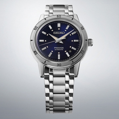 SEIKO 精工 Presage Style 60 s復古機械錶-39.5mm(4R35-06H0B/SRPL07J1)