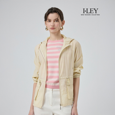 ILEY伊蕾 輕薄透氣連帽涼感防曬外套(杏；M-2L)