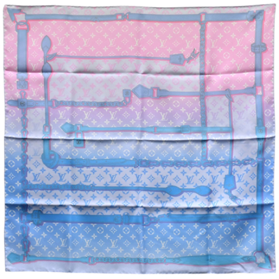 LOUIS VUITTON路易威登 LOUIS VUITTON  M76146 Rising Confidential系列 70 方巾(粉色/藍色)