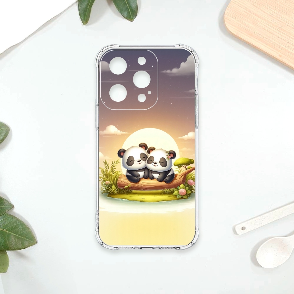 TRON IPhone 15 PRO 可愛萌熊貓 四角防摔 軟殼 手機殼