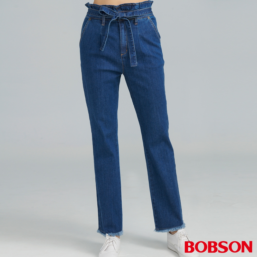 BOBSON 女款高腰綁帶小直筒褲( 8227-53 )